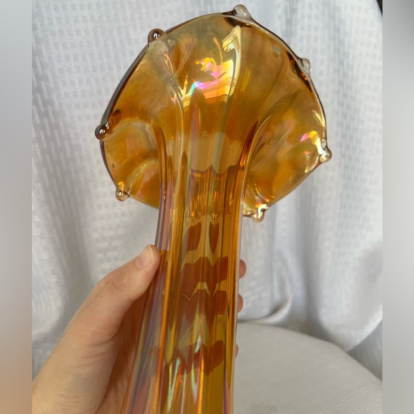 Jack in the Pulpit Marigold Morning Glory Carnival Glass Vase by Imperial Glass - Picture 13 of 16
